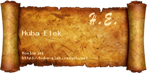 Huba Elek névjegykártya